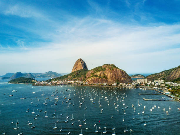 Sugarloaf Mountain in Rio de Janeiro, Brazil Aerial View of Sugarloaf Mountain in Rio de Janeiro, Brazil copacabana stock pictures, royalty-free photos & images