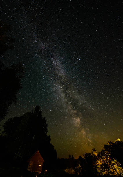istock colorful milky way galaxy seen in night sky over trees 847322244