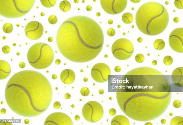 Tennis Balls Rain Stock Photo - Download Image Now - Tennis Ball, White Background, Wimbledon