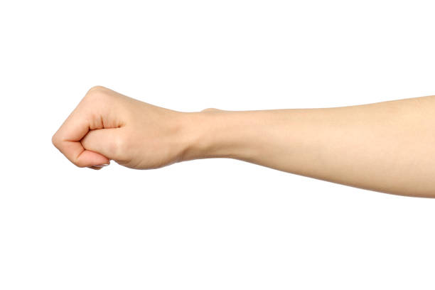 istock Female hand showing wrong fist gesture isolated on white 847322504