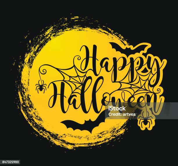 Halloween Lettering Poster Stock Illustration - Download Image Now - Halloween, Party - Social Event, Drawing - Activity