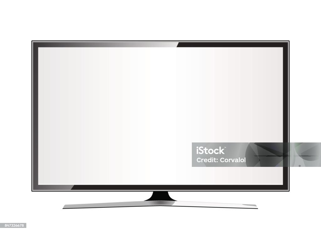 Televisor lcd con pantalla plana de plasma, realista - arte vectorial de Ancho libre de derechos