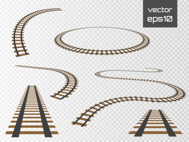 Vector rails set. Railways on white background. Railroad tracks Isolated vector rails set. Railways on white background. Railroad tracks. tramway stock illustrations
