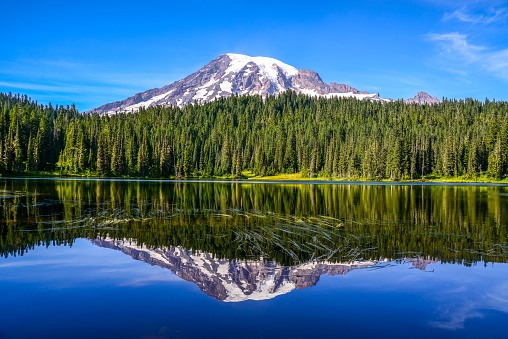 Mount Rainier and Reflection Lake, Washington-USA
