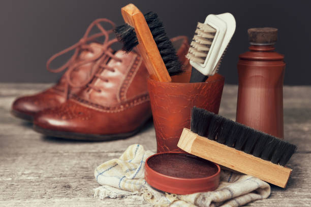 istock Polish cream and brushes for shoes 847333754