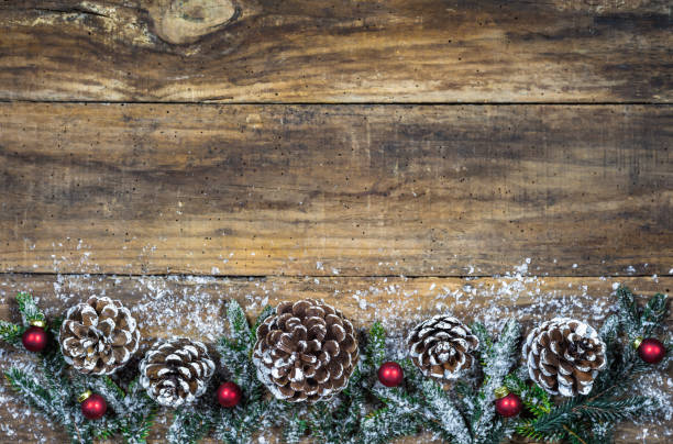 istock Christmas border with natural decoration 847338596
