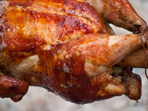 frango grelhado - chicken rotisserie barbecue grill roast chicken - fotografias e filmes do acervo