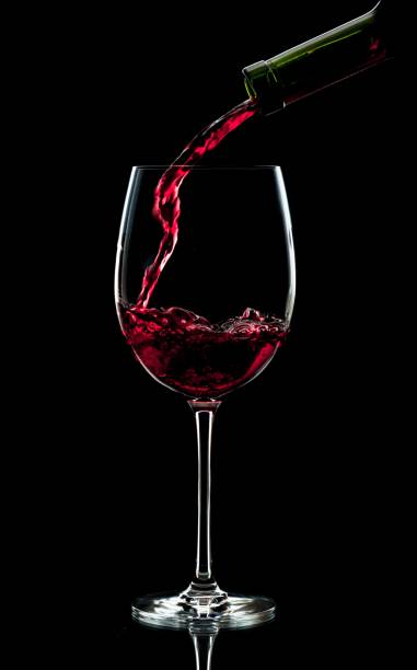 wein. - wine wineglass red wine pouring stock-fotos und bilder