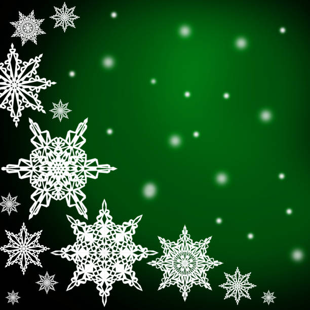 istock White  snowflakes,christmas pattern on the green background 847354758