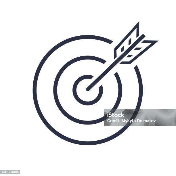 Bullseye Vector Icon Target Successful Shot In The Darts Shot Isolated On White Background Business Concept Symbol Stock Illustration - Download Image Now