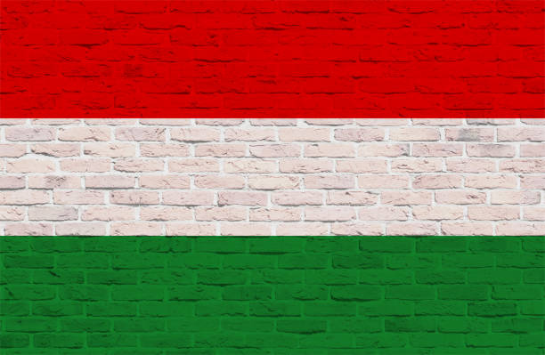 istock Hungarian flag is painted over brick wall 847368812