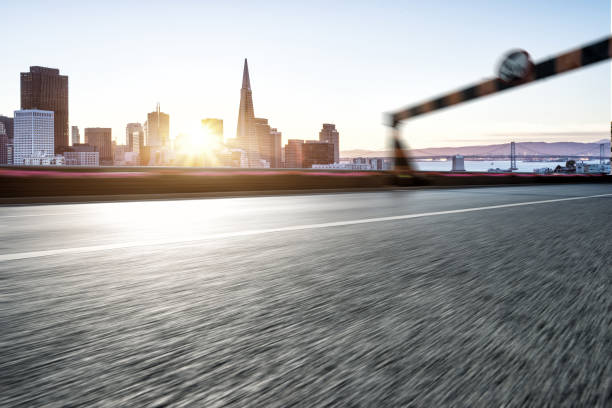 istock empty asphalt road with cityscape of modern city 847372746