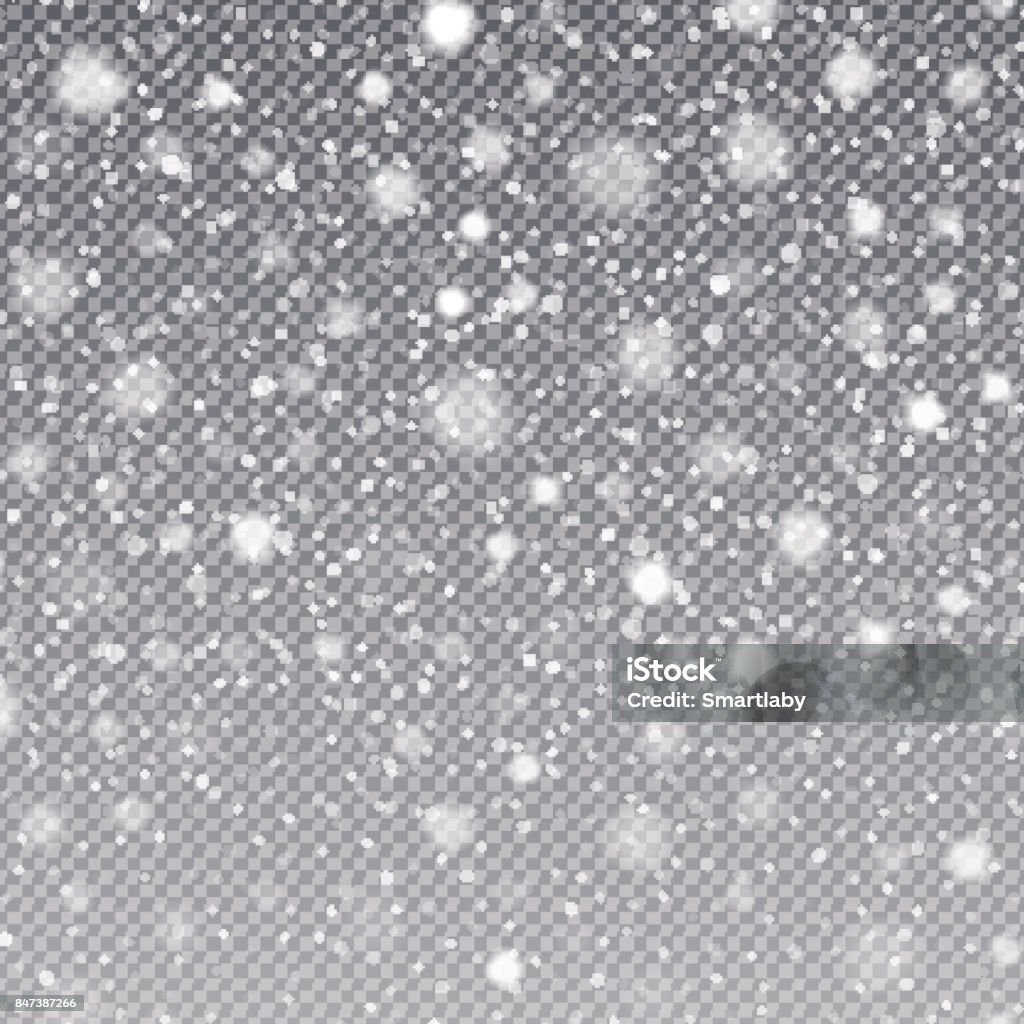 Falling snow on a transparent background. Shiny snowflakes Falling snow on a transparent background. Shiny snowflakes for web Blinking stock vector