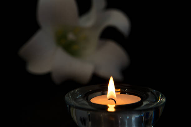 Tea light candle lighting in glass holder