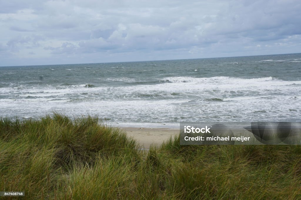 Texel beach overview of texel beach by hard wind Ameland Stock Photo