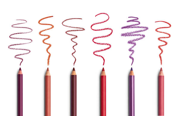 art d’illustration dessin crayon maquillage cosmétiques beauté - makeup pencils photos et images de collection