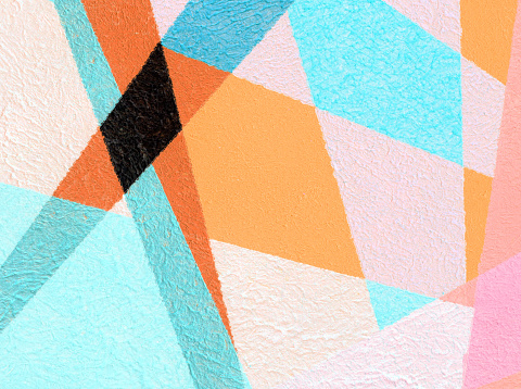Abstract background with acrylic colors in shades of turquoise, pink and orange