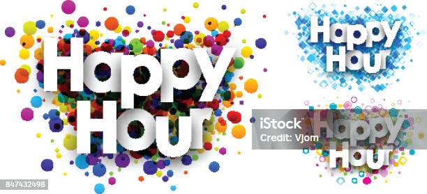 Happy Hour Colour Backgrounds Stock Illustration - Download Image Now - Happy Hour, Computer Graphic, Advertisement