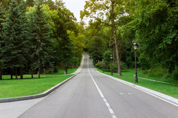 istock auto road, through the park for res 847435870