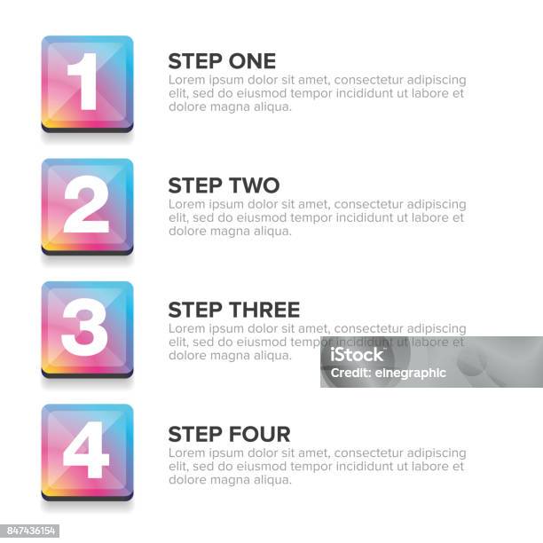 4 Loop Progress One Two Three Four Steps Progress Bar Stock Illustration - Download ...