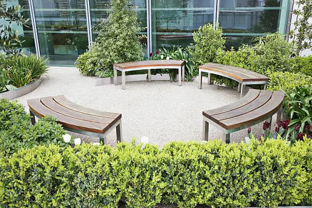 Photo of Circular benches in courtyard
