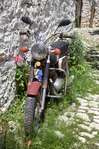 old rusty motor grunge style vingate reto motorbike vihecle historic model