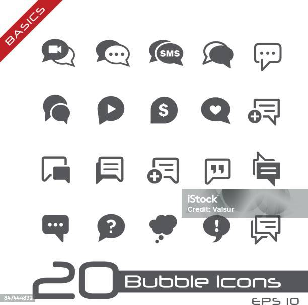 Bubble Icons Basics Stock Illustration - Download Image Now - Icon Symbol, Thought Bubble, Online Messaging