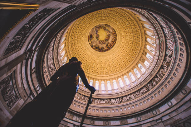 George Washington in the Capital The statue of George Washington taken inside the U.S. Capital Building Rotunda rotunda photos stock pictures, royalty-free photos & images