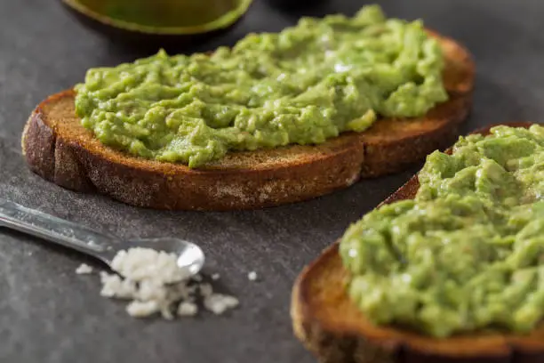 A healthy breakfast of avocado toast.