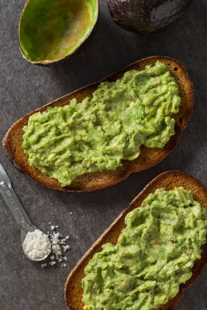 A healthy breakfast of avocado toast.