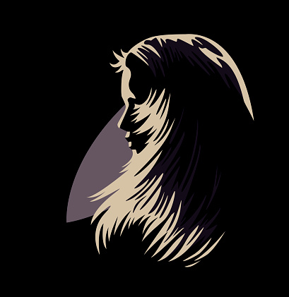 Vector profile of a girl in dramatic lighting.
