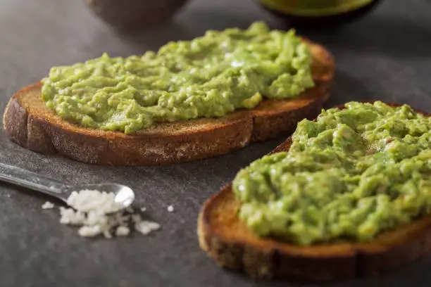 A healthy breakfast of avocado toast.