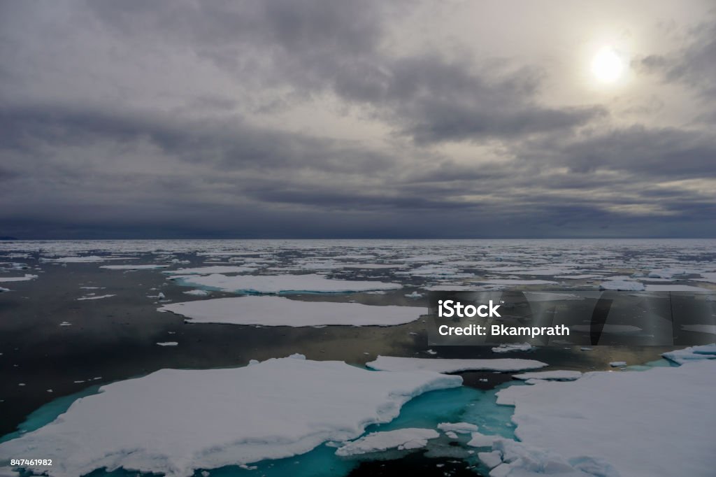 Breathtaking Views of the Arctic Pack Ice near Svalbard Breathtaking views of the pack ice north of Svalbard, Norway the island chain north of Europe in the Arctic Ocean. Accessibility Stock Photo