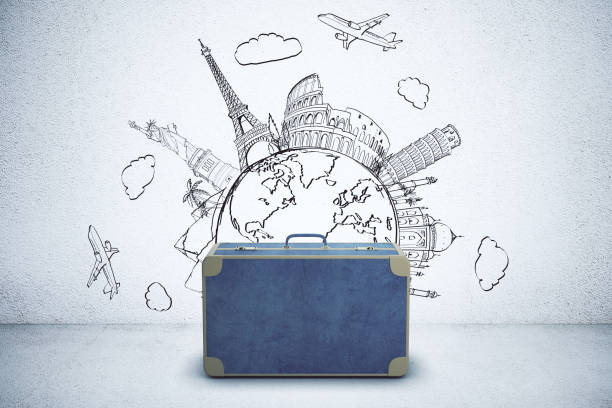 istock Briefcase with travel sketch 847462612