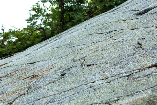 Photo of Glacial striations on granite bedrock on Mt. Kearsarge, New Hampshire.