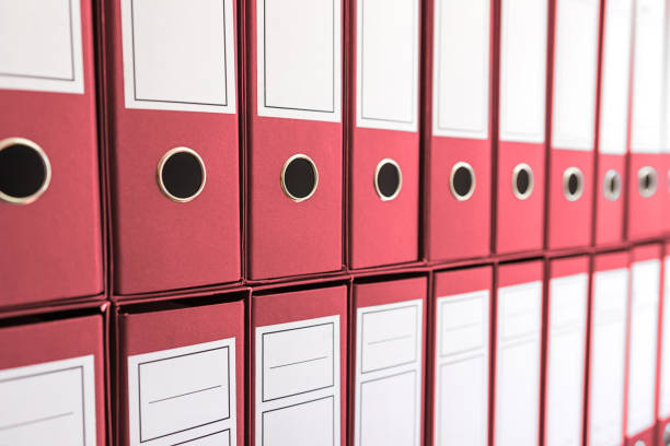 istock Binder folders in shelf, binders in a row. 847466226