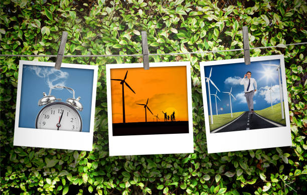istock Three pictures of different themes hung with pegs 847470108