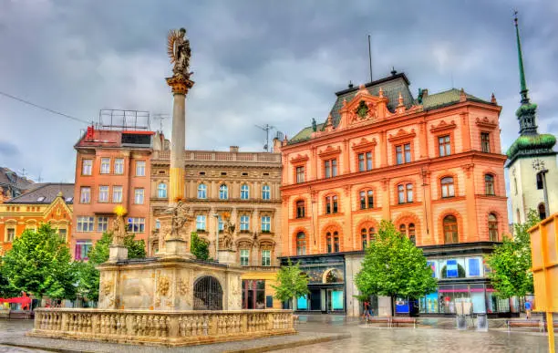 The Plague Column on Freedom Square in Brno - Moravia, Czech Republic