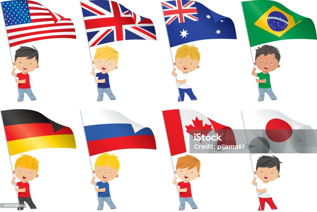 World flags and children Vector world flags and children Flag stock vector