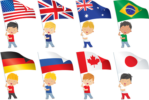 World Flags And Children Stock Illustration - Download Image Now - Flag ...