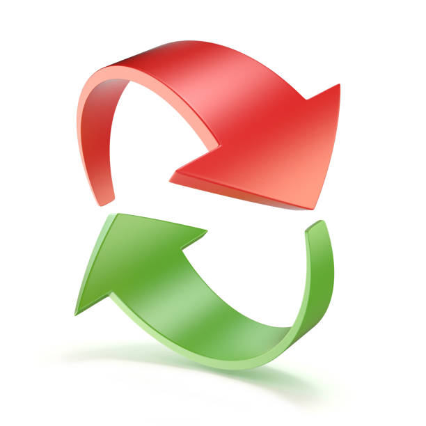 istock Red and green arrows circle 3D 847474374