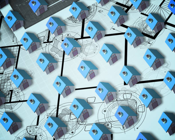 istock Blue 3d houses in an estate order 847488212