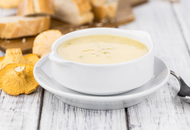 istock Creamy Chanterelle Soup close-up shot, selective focus 847488690