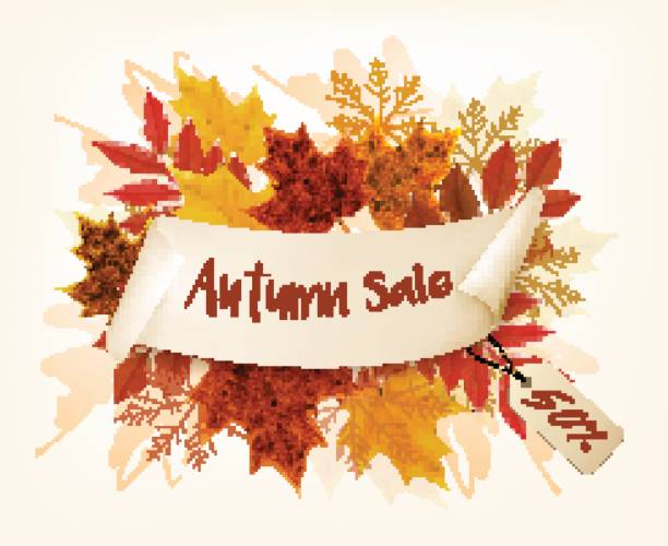 istock Autumn Sales Card With Colorful Leaves. Vector. 847488796