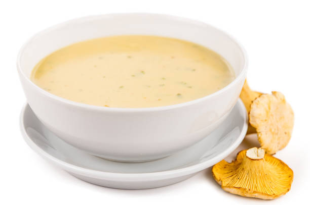 istock Chanterelle Soup isolated on white background 847491122