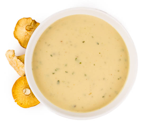 istock Chanterelle Soup isolated on white 847491142