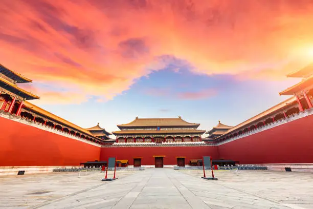 ancient royal palaces of the Forbidden City in Beijing,chinese cultural symbols