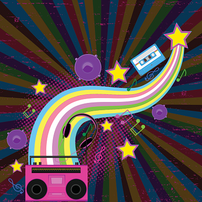 80s Style Music Background Stock Illustration - Download Image Now - Music,  Speaker, Retro Style - iStock