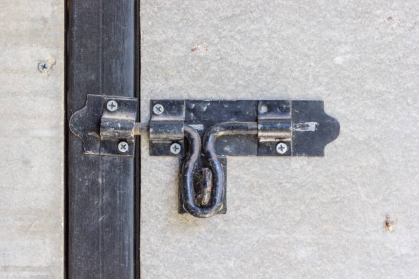 Black metal latch door bolt.