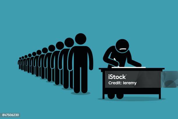 People In Line And Queue Signing For Petition With Signatures Stock Illustration - Download Image Now